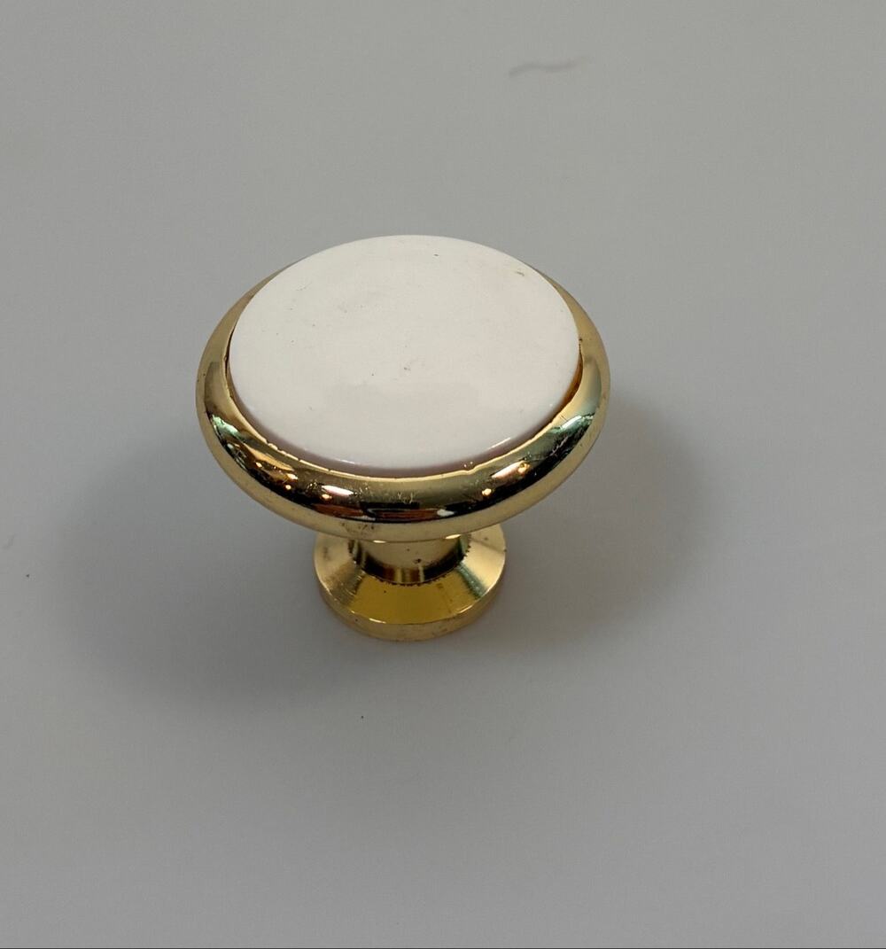 Bellwith P427-W White Porcelain Brass Cabinet Knobs NOS Lot 10